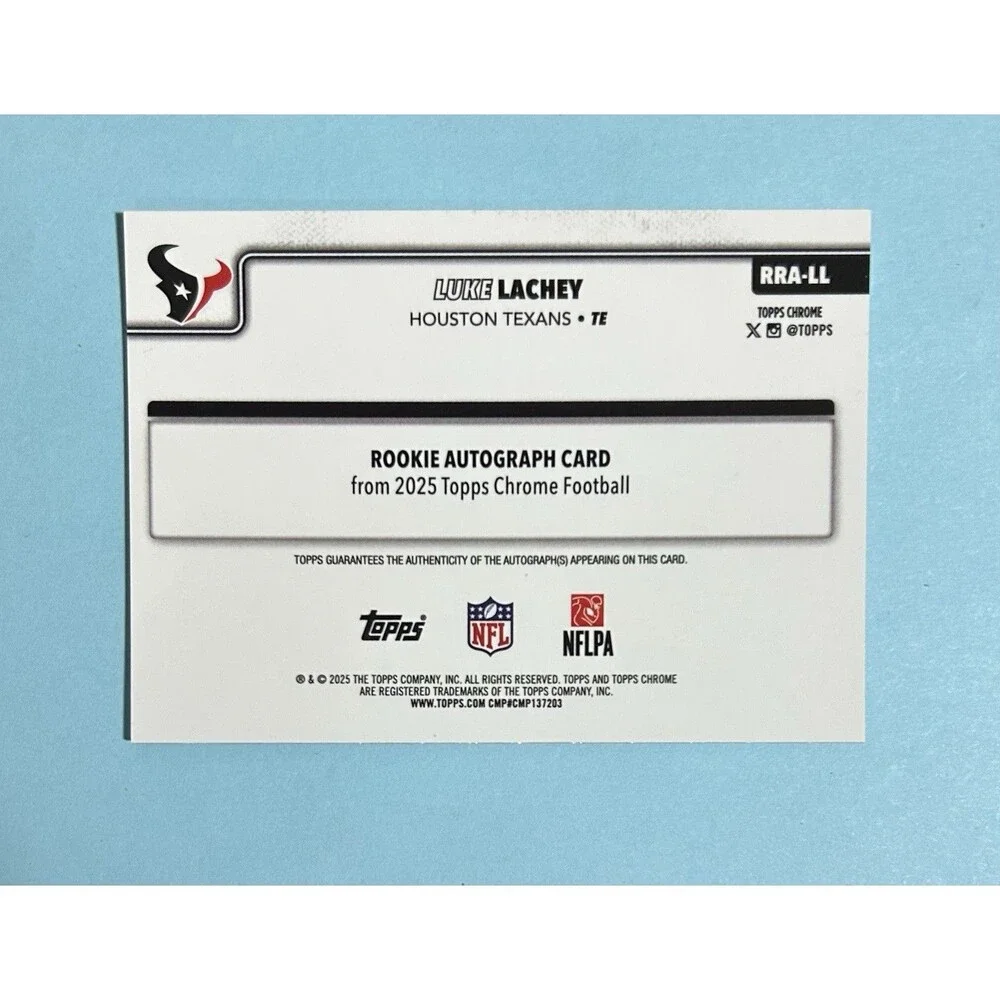 2025 Topps Chrome Black Wave  Luke Lachey ,Texans RC Auto 05/10 Card #RRA-LL - Picture 2 of 2
